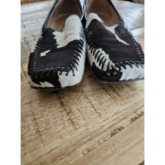Pied A Terre Cow Calf Hair Loafers Women's Size 37.5 Slip On Made in Italy - Picture 3 of 11